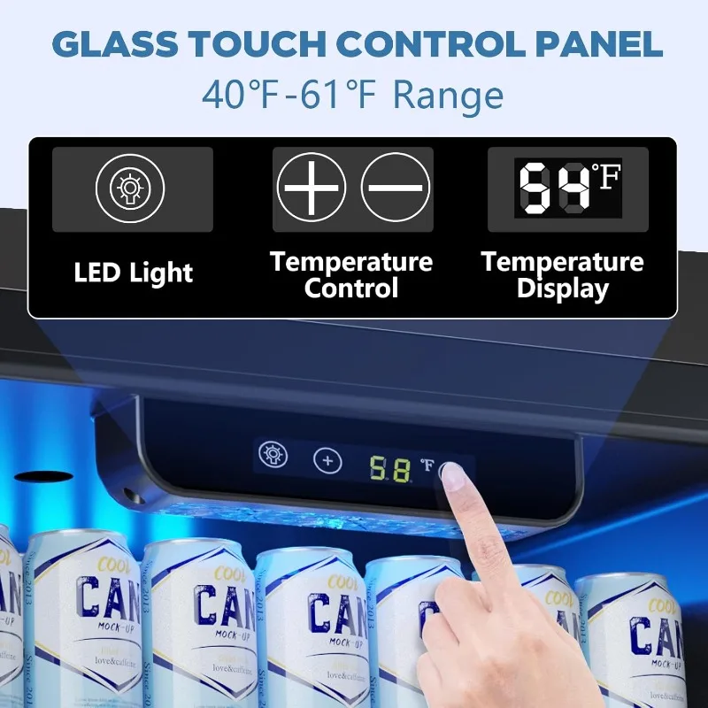 Joy Pebble Beverage Refrigerator Cooler 2.6 Cu.Ft, 95 Can Mini Fridge with Glass Door for Beer Drinks with Adjustable Thermostat