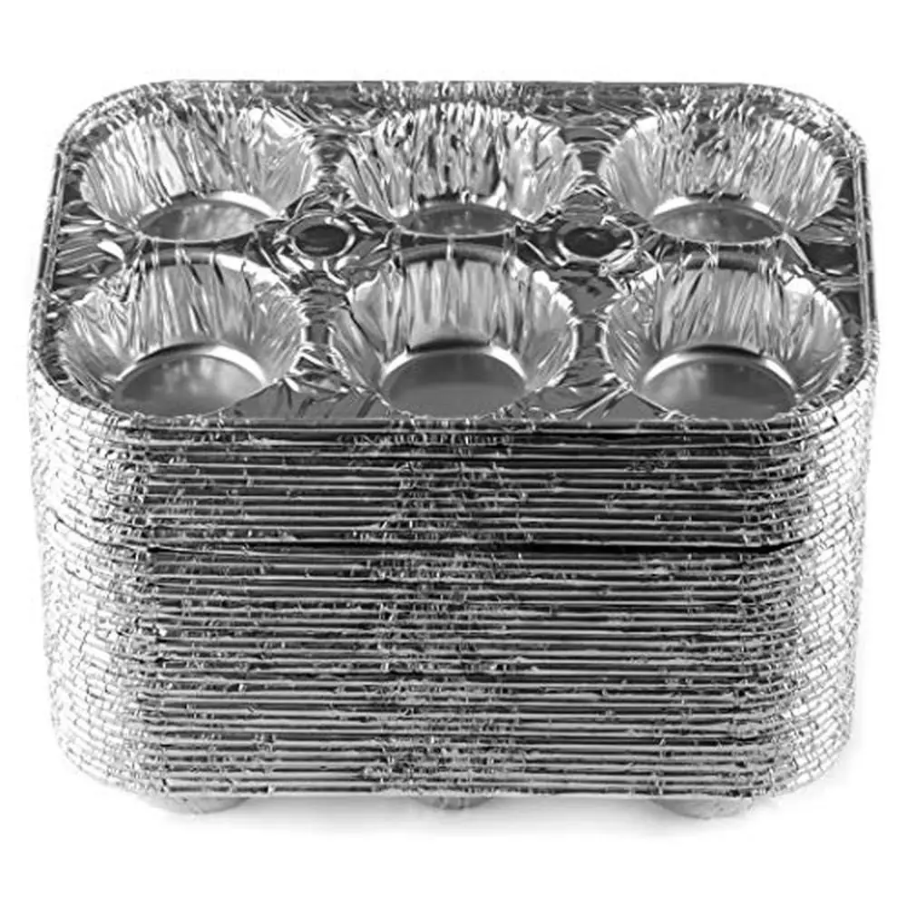 400 Pack Strong Durable Aluminum 6-Cup Muffin Pan Reusable Recyclable Tin Baking Flexible Bottom Easy Release Even Heating High