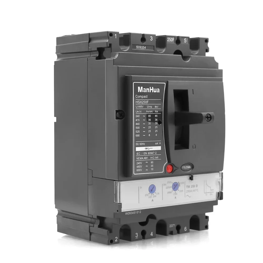 マンファ CE認証 MCCB 遮断容量36kA 調整可能電流 250A 3P 三極 HSX-250F（NSXシリーズ） モールドケース