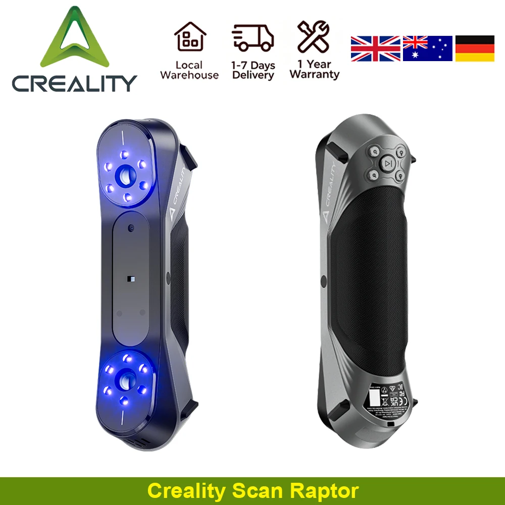 Creality 3D Scan Raptor CR-Scan Raptor 3D-Drucker Handscanner 0,02 mm 60fps Scan-Geschwindigkeit Blauer Laser NIR-Licht 24-Bit-Farbe