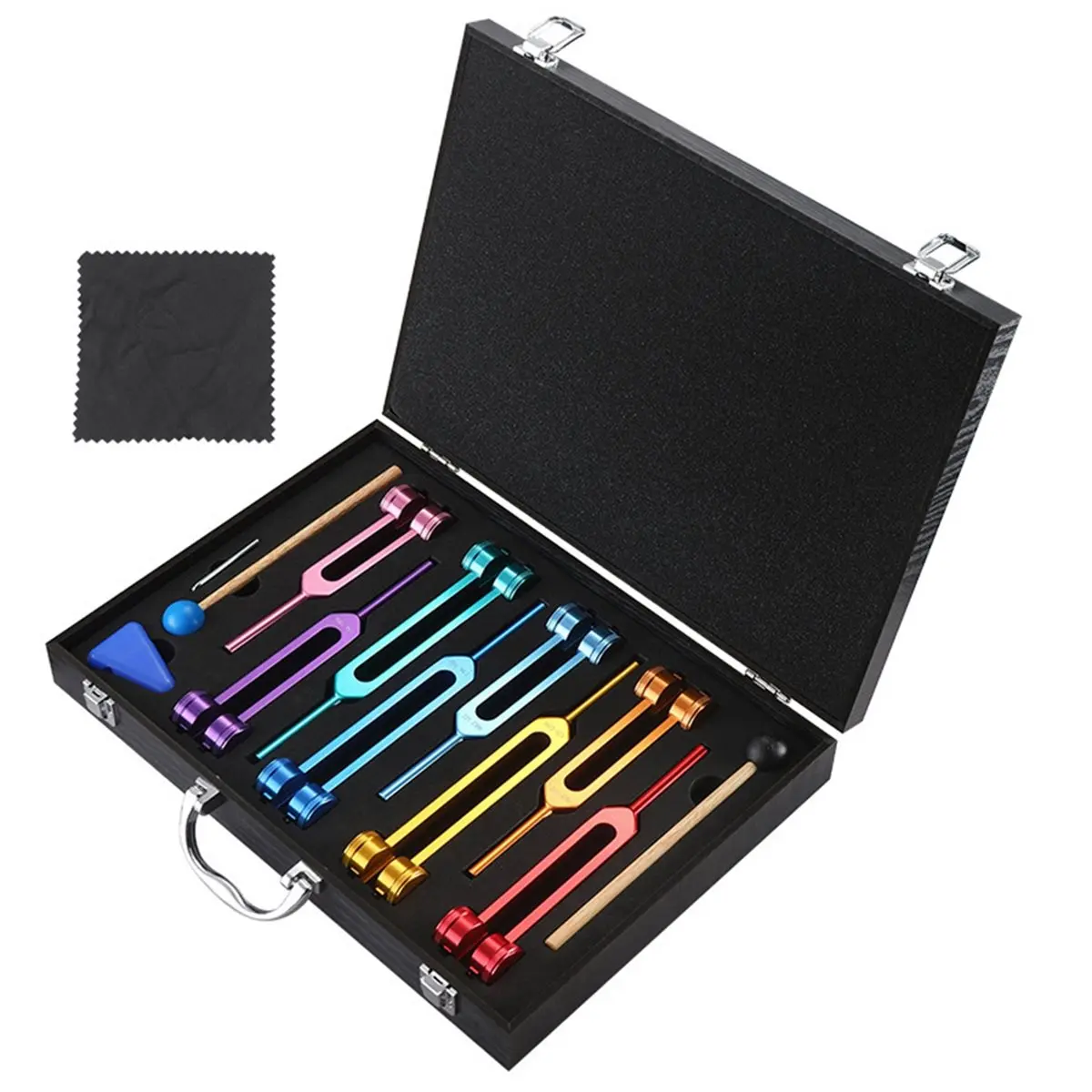 مجموعات شوكة ضبط الشاكرات الملونة، شوكة ضبط الشفاء، شوكة التأمل، أدوات الإيقاع المحمولة [AA74-AAA]