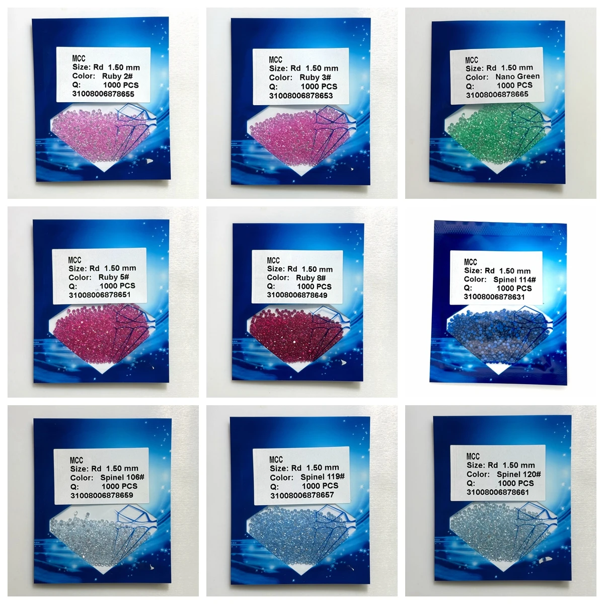 14 Colors 0.8-3mm Synthetic Corundum Spinel Nano Gemstones Heat Treated Round Ruby Sapphire Stone