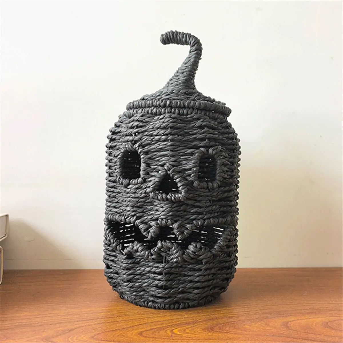 2026 New Tool Handwoven Rattan Ghost Table Decor - Farmhouse Halloween Ornament with Witch Hat for Mantel Shelf Porch