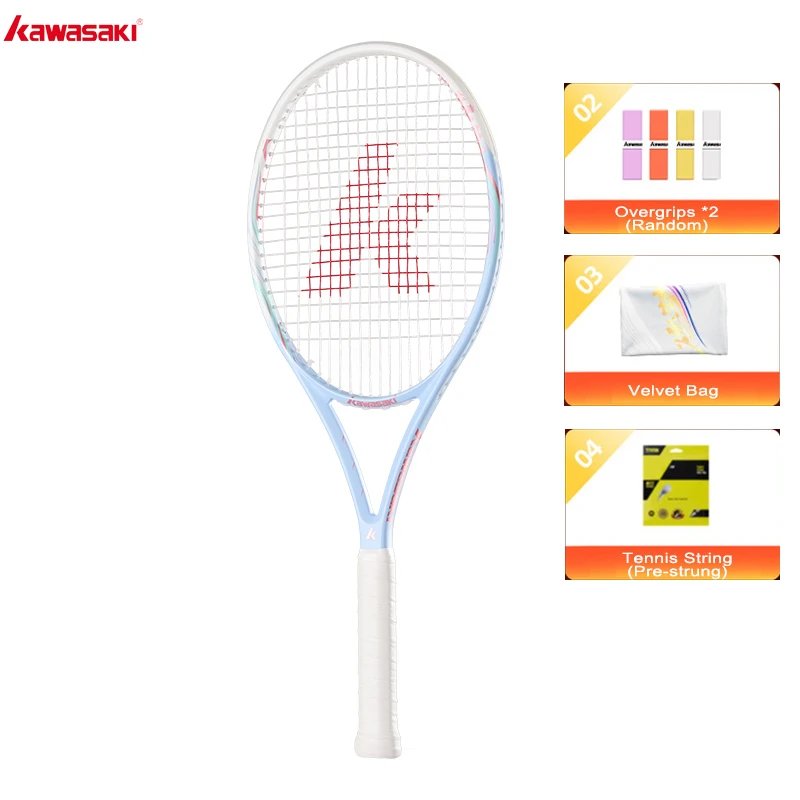 Kawasaki Professioneel Tennisracket Koolstofvezel 104sqin Oversized Hoofd voor Power Control & Spin |   Volwassen tussenspel Tenis