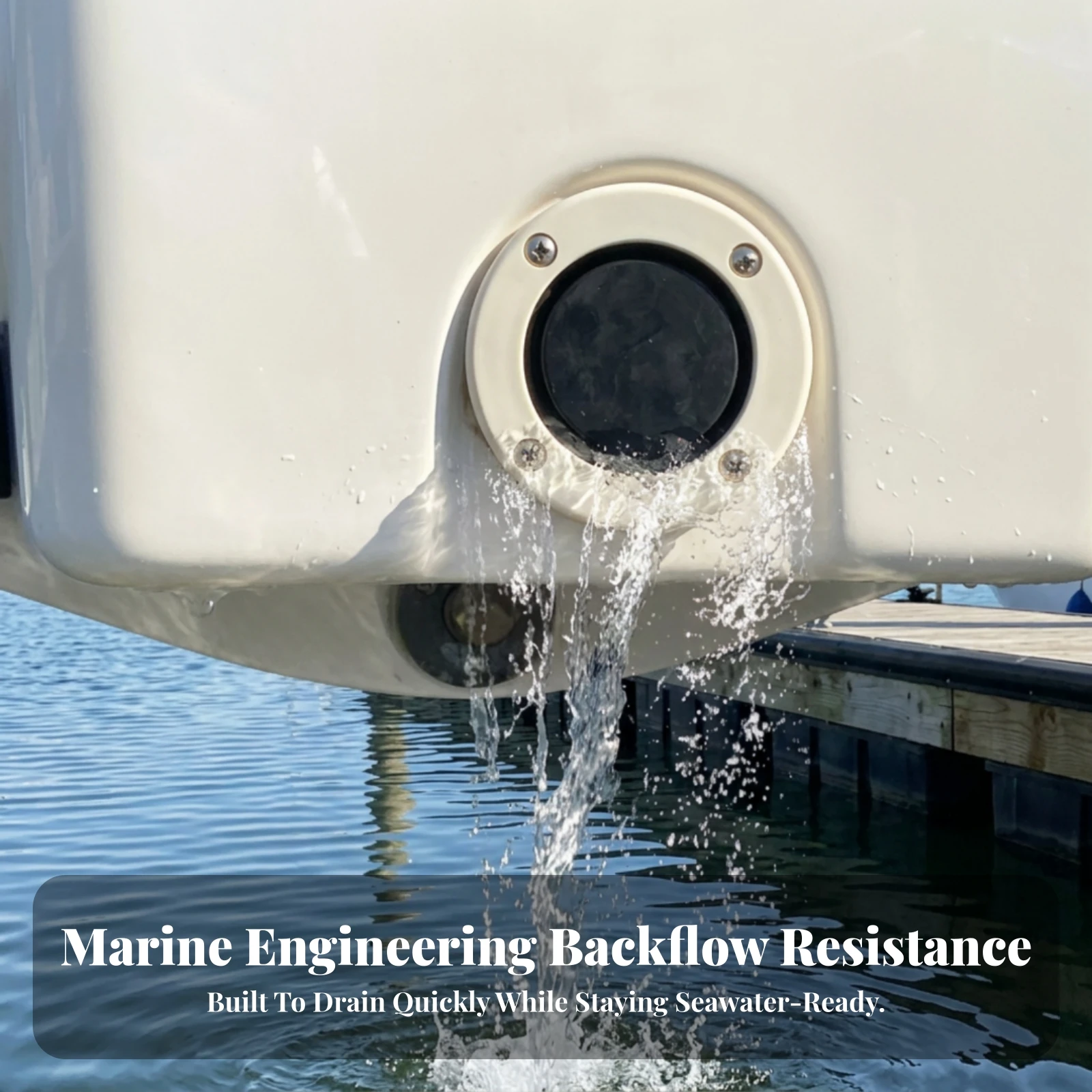 Marine Drain Valve Corrosion-Resistant Anti-Backflow Valve Screw-Mount Long-Lasting for Boat Owners, Boats, Yachts