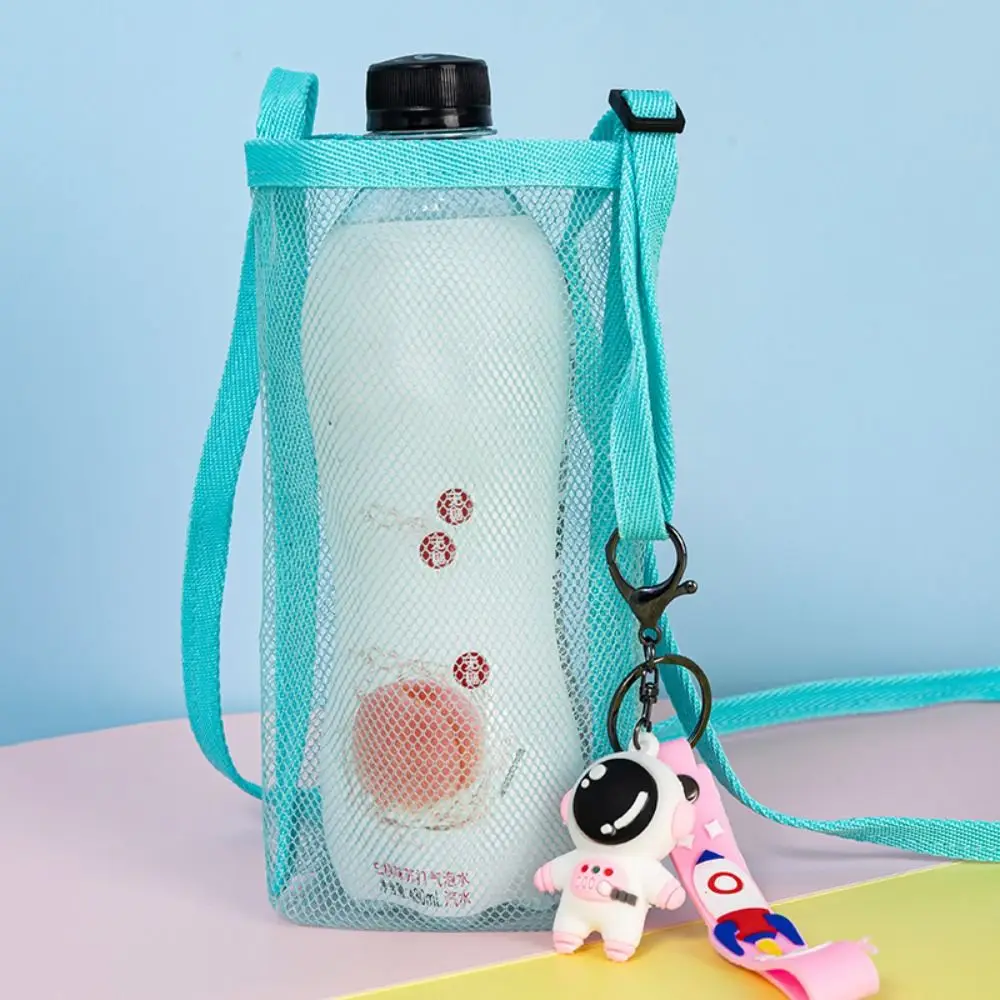 Portable Mesh Water Cup Bag Cup Accessories Umbrella Storage Water Bottle Cover With Retractable Strap Visible Bag Sport