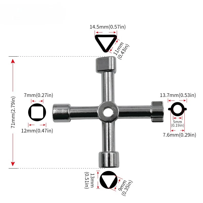 Electric control cabinet car elevator triangle wrench, cross key wrench, water meter valve key, multi-purpose tool