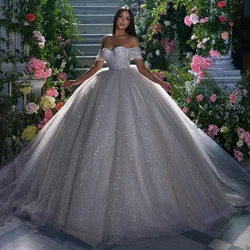 LORIE-vestidos de Boda de Princesa con purpurina brillante, vestido de novia con hombros descubiertos, escote en forma de corazón, vestidos de boda de Dubái personalizados
