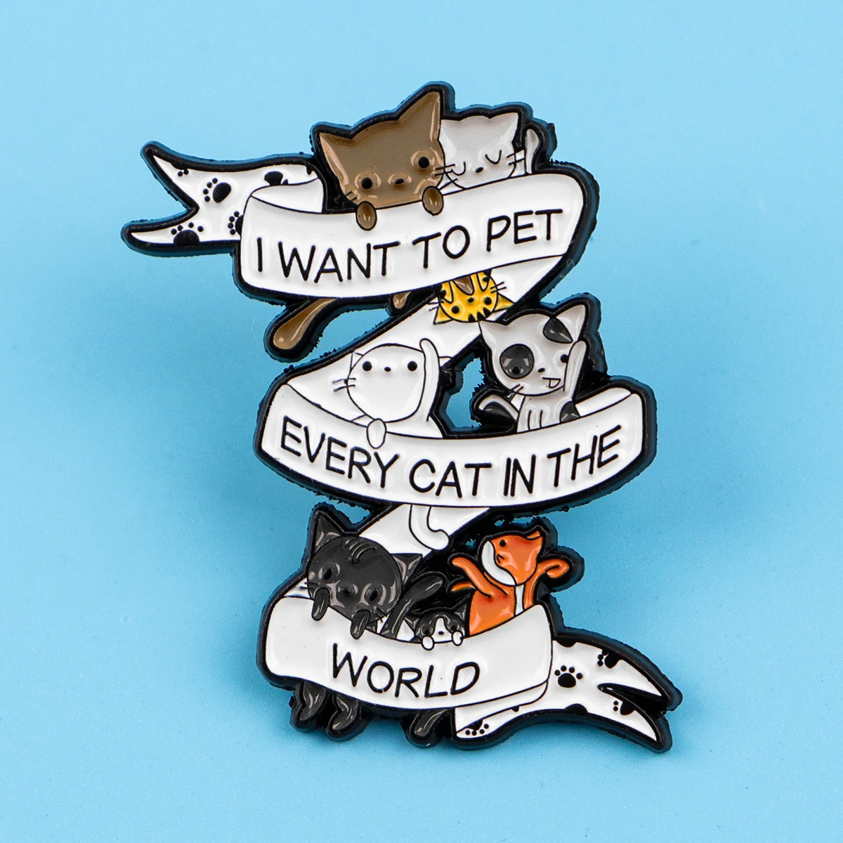 Funny Animals Enamel Pin, Cartoon Cat Brooch