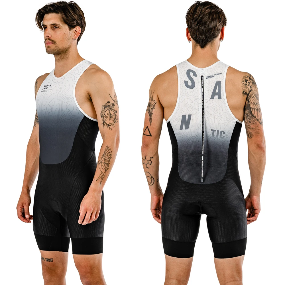 

Santic Men's Triathlon Cycling Suits Sleeveless Sponge Padded Quick-Drying for Running Swimming TriathlonTM24C03026H