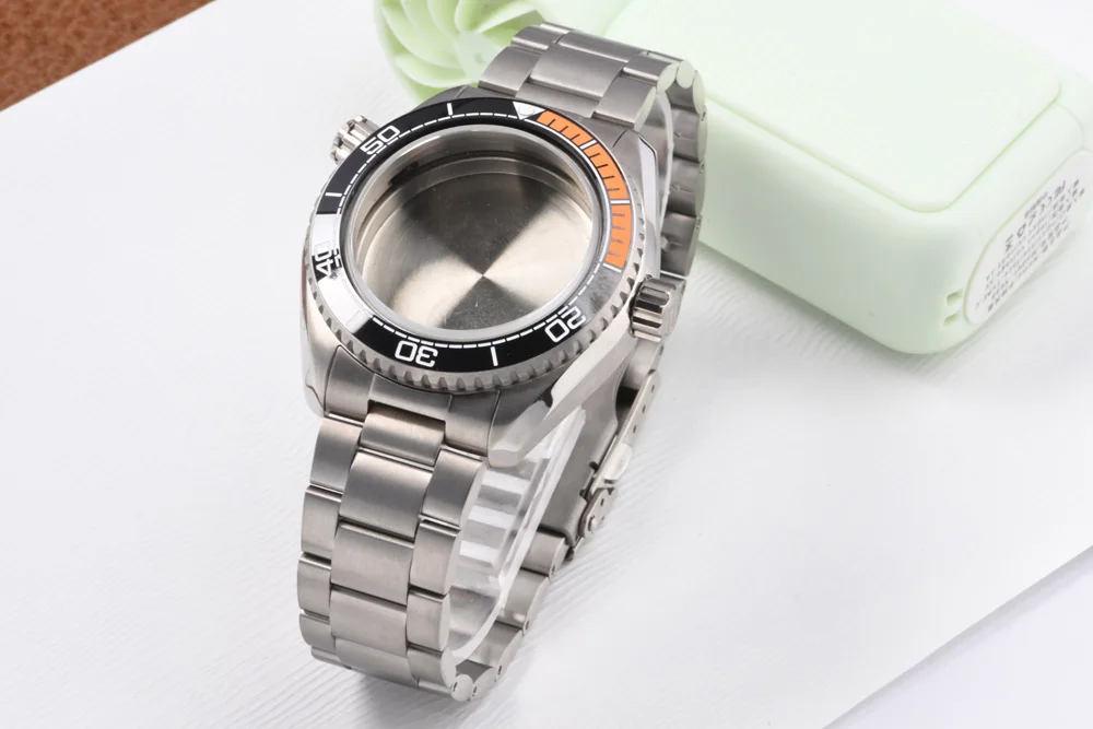 Titanium 3-Uhr-Uhrengehäuse mit Armband passend für SEIKO Mod C3 Super Luminous Saphirglas Taucheruhr für NH35A/36A Uhrwerk Ersatzteile – Detail 12