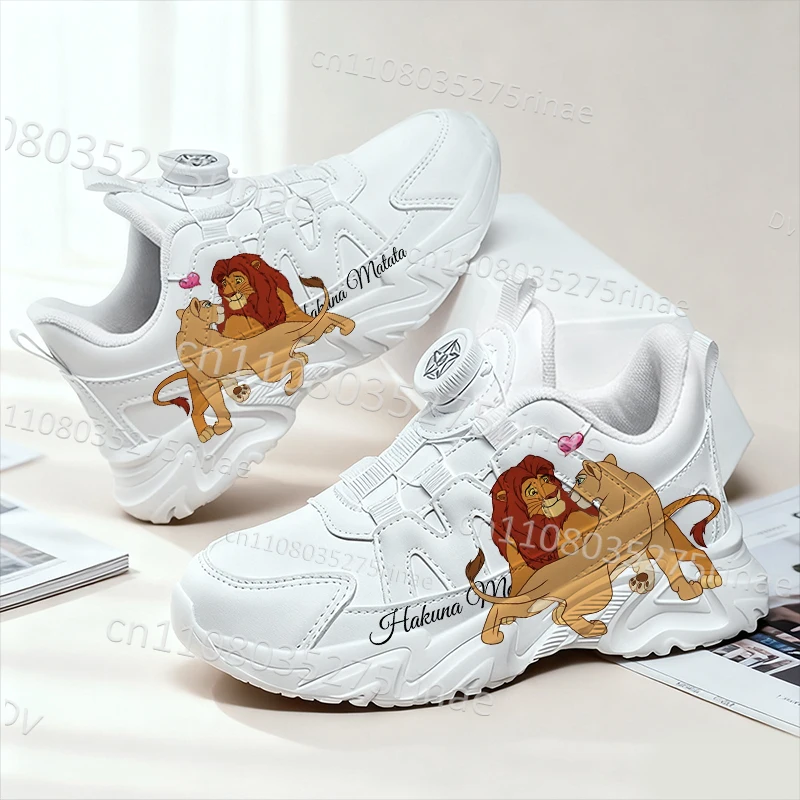 

Популярная детская обувь с героями мультфильмов «Король Лев» на толстой подошве для мальчиков и девочек, модные прочные кроссовки с вращающейся кнопкой и поддержкой свода стопы