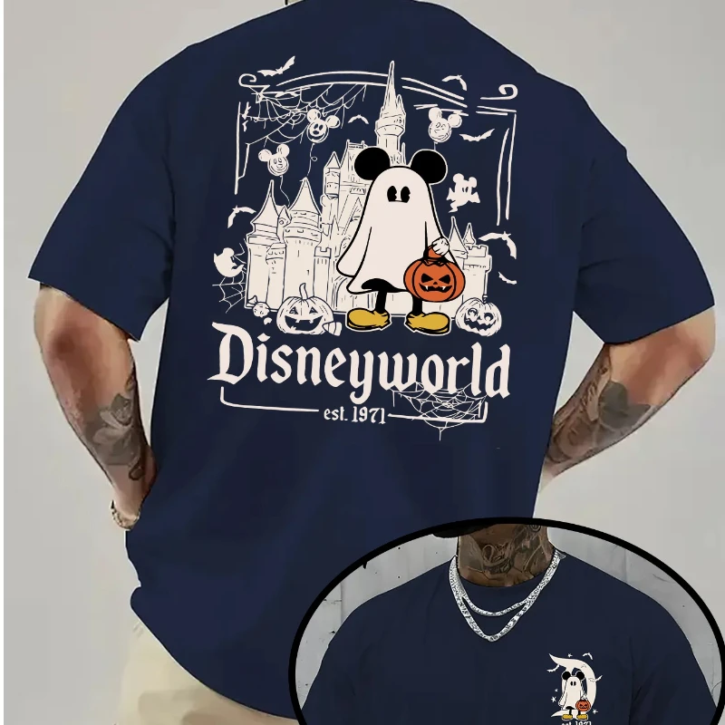 

Мужская футболка из чистого хлопка Disney на Хэллоуин, новое летнее повседневное модное мужское и женское уличное платье для пар