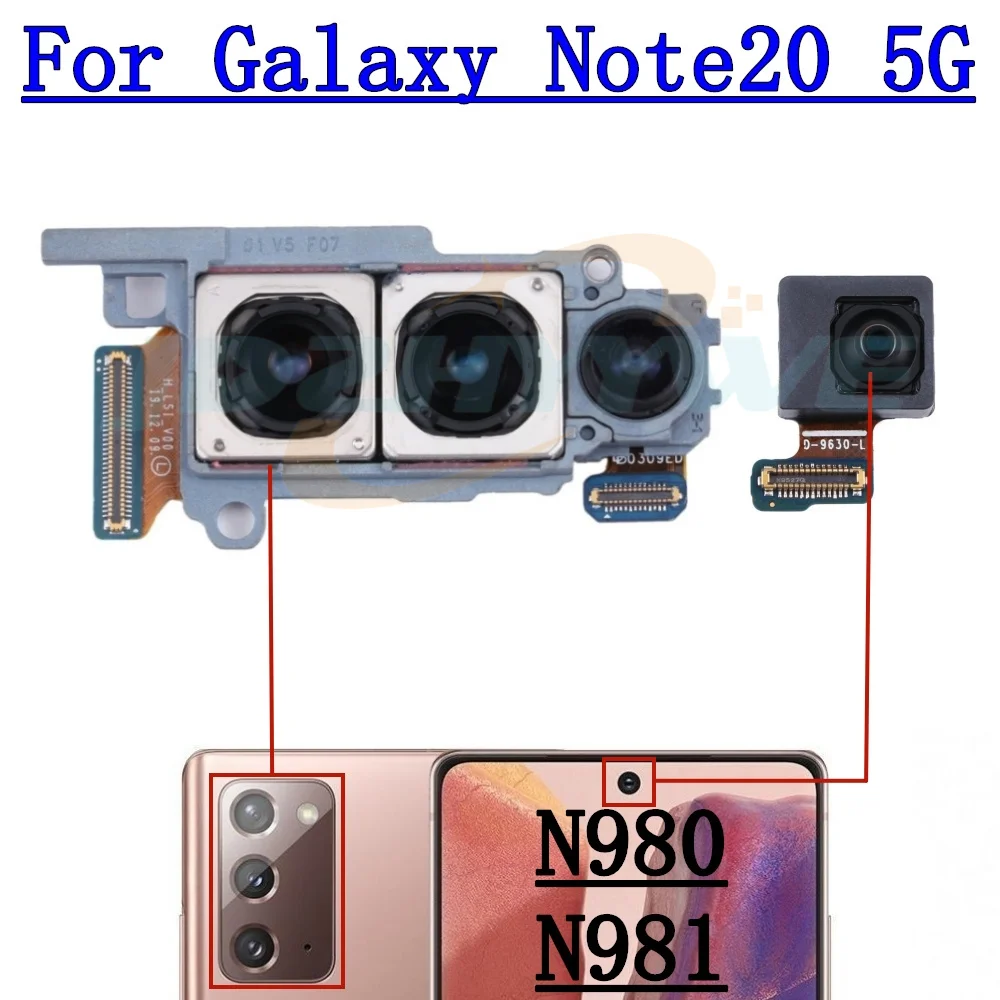 Front Rear View Back Camera For Samsung Note20 N980 N981 Note 20 Small Frontal Main Facing Camera Module Flex Parts