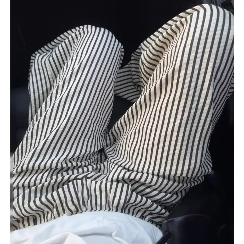 النوم السراويل النساء السراويل مخطط الصيف عالية الجودة حجم كبير طالب مستقيم الساق السراويل مثير موضة بنطلون بيجاما