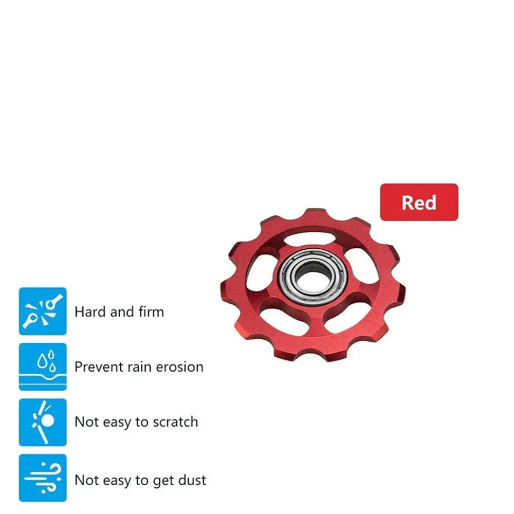 11T Gear MTB Bicycle Rear Derailleur Jockey Wheel Aluminum Sealed Bearing Pulley Highway mountain Bike Shift Guide Wheel Red