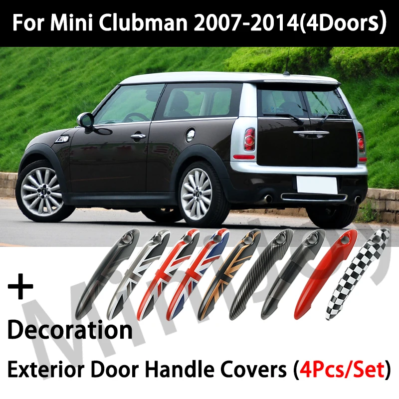 

Наклейки на дверные ручки с черным флагом для Mini Cooper One D S JCW R55 Clubman 4 двери 2007-2014 Аксессуары для стайлинга автомобиля