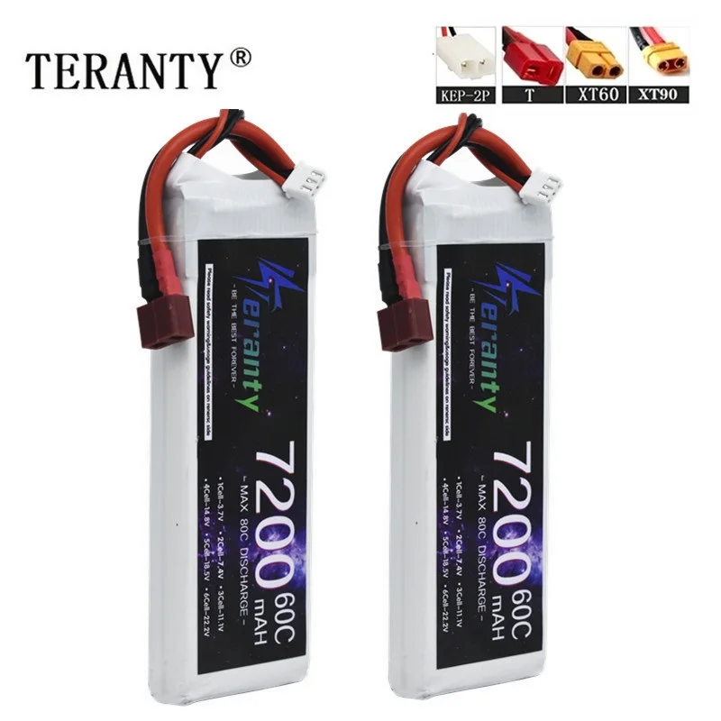 Teranty 60C 7.4V 2S 7200mAh สำหรับ mobil REMOTE CONTROL PV โดรน Quadcopter เรือ deans TRX XT60ขั้วต่อ XT90 2S แบตเตอรี่