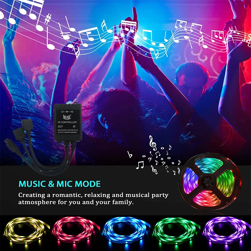 Music Sync Rgb Lighting Controller 12V 4 Pin Rgb LED Lights Controller Box Receiver Smart Controller RGB Color Changing