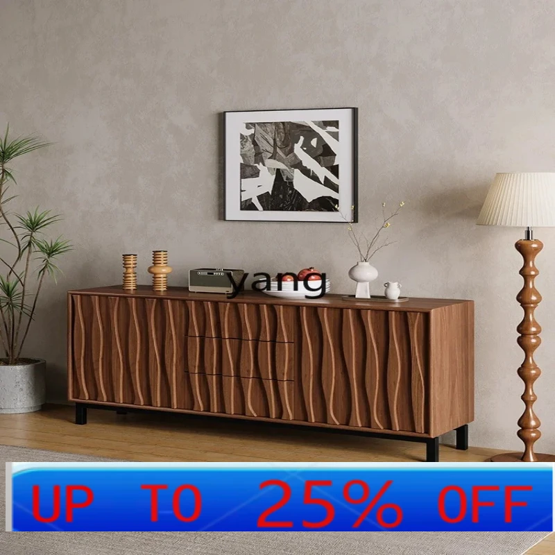 

LHH solid wood living room side cabinet walnut color locker household storage cabinet