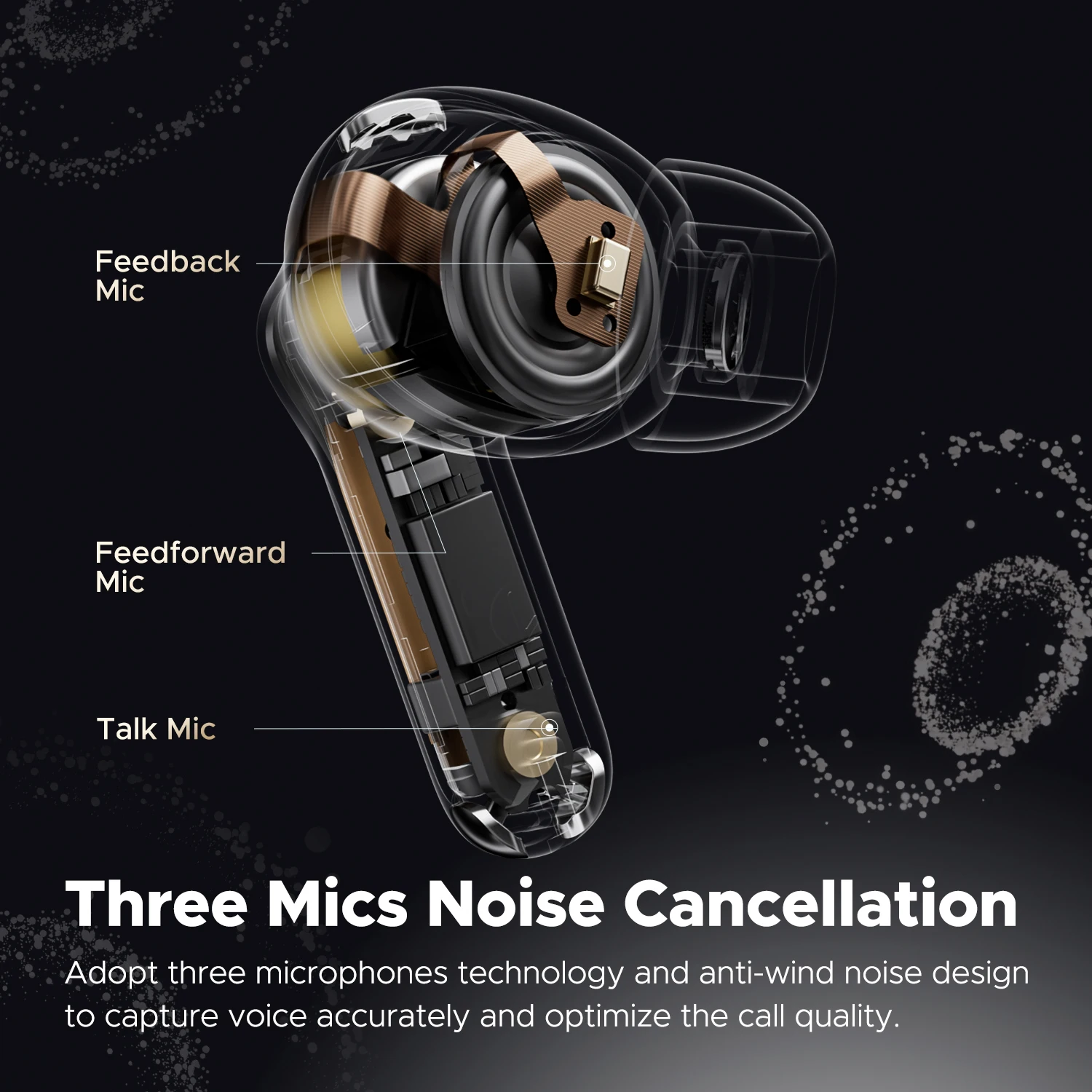 SoundPEATS Capsule3 Pro Wireless Earbuds with Hi-Res and LDAC, 43dB Hybrid ANC Bluetooth 5.3 Earphones with 6 Mics, Total 52 Hrs