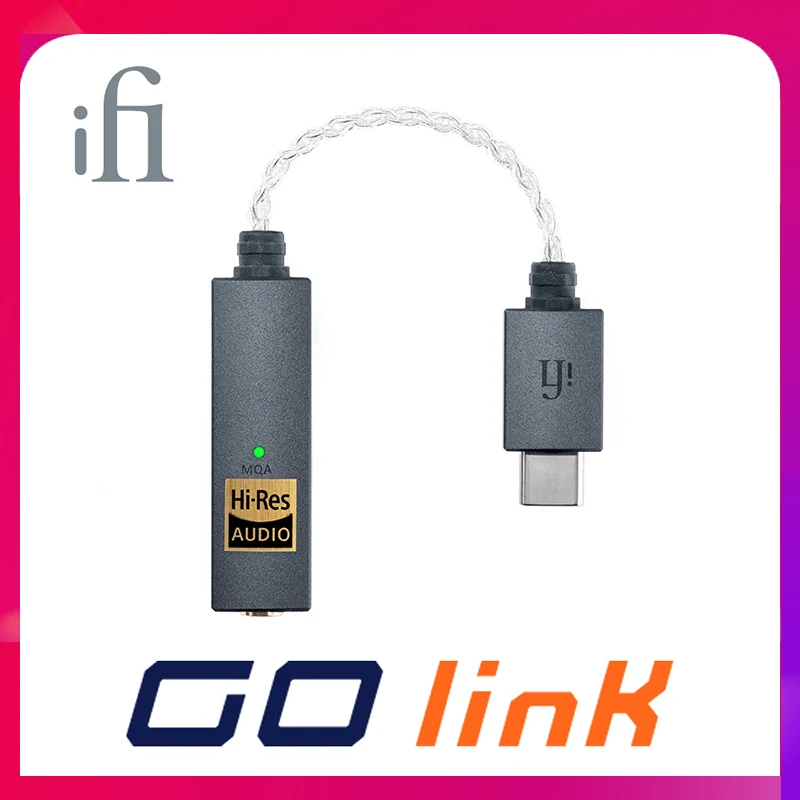 IFi GO link przenośny, zbalansowany słuchawki z przetwornikiem DAC wzmacniacz USB, wzmacniacz Dongle, zwiększający zakres dynamiki dekoder całkowitego zniekształceń harmonicznych