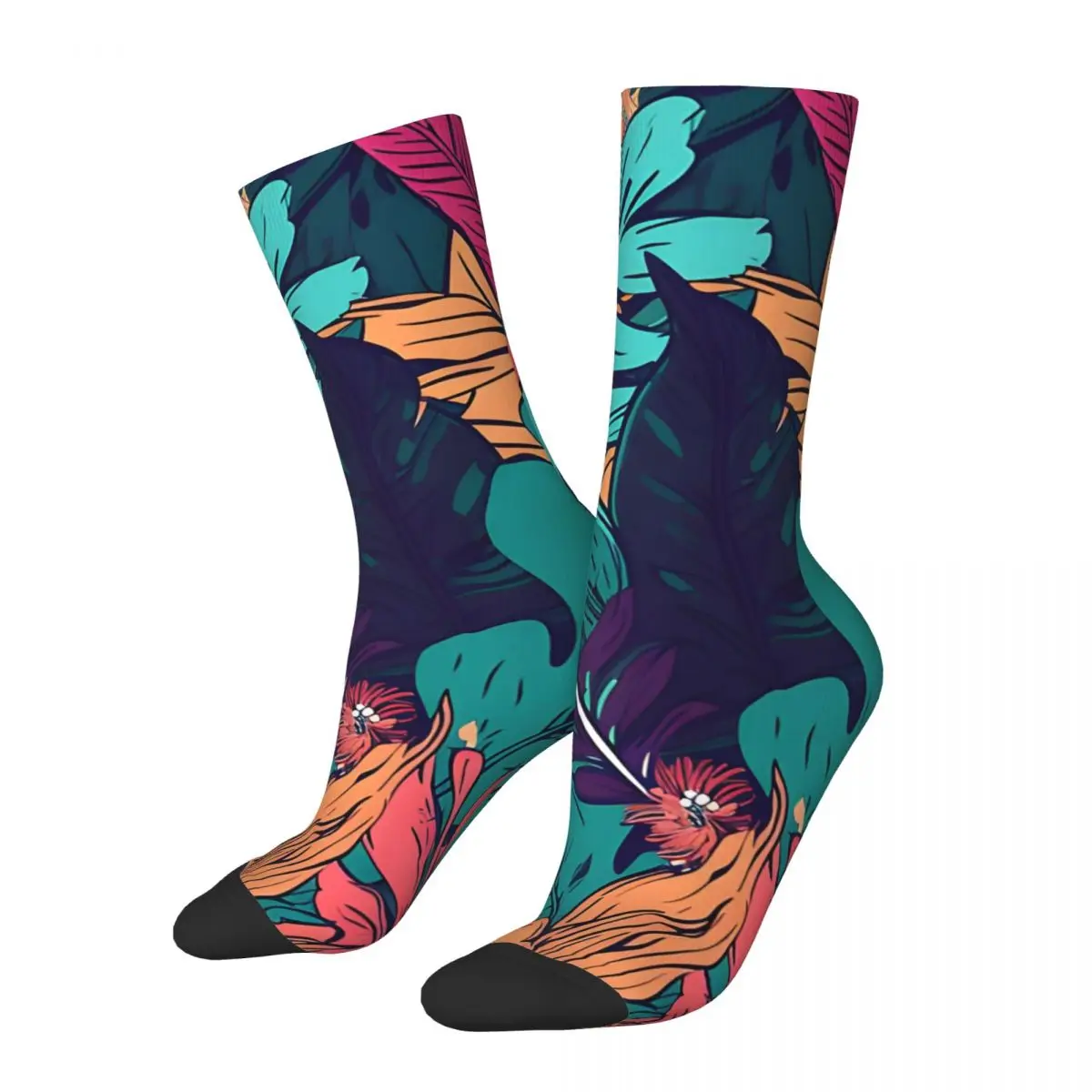 Vintage Floral Pattern V2 Men's compression Socks Unisex Harajuku Pattern Printed Novelty Crew Sock