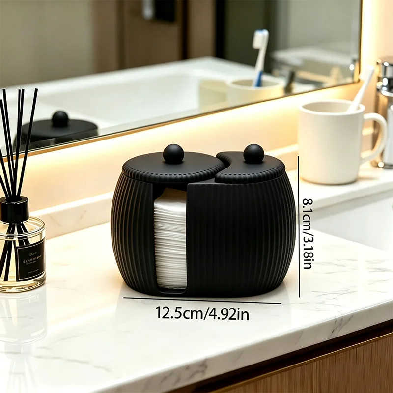 3D Printed Makeup Cotton Swab Integrated Minimalist Striped Beauty Storage Box, Washbasin desktop Decoration