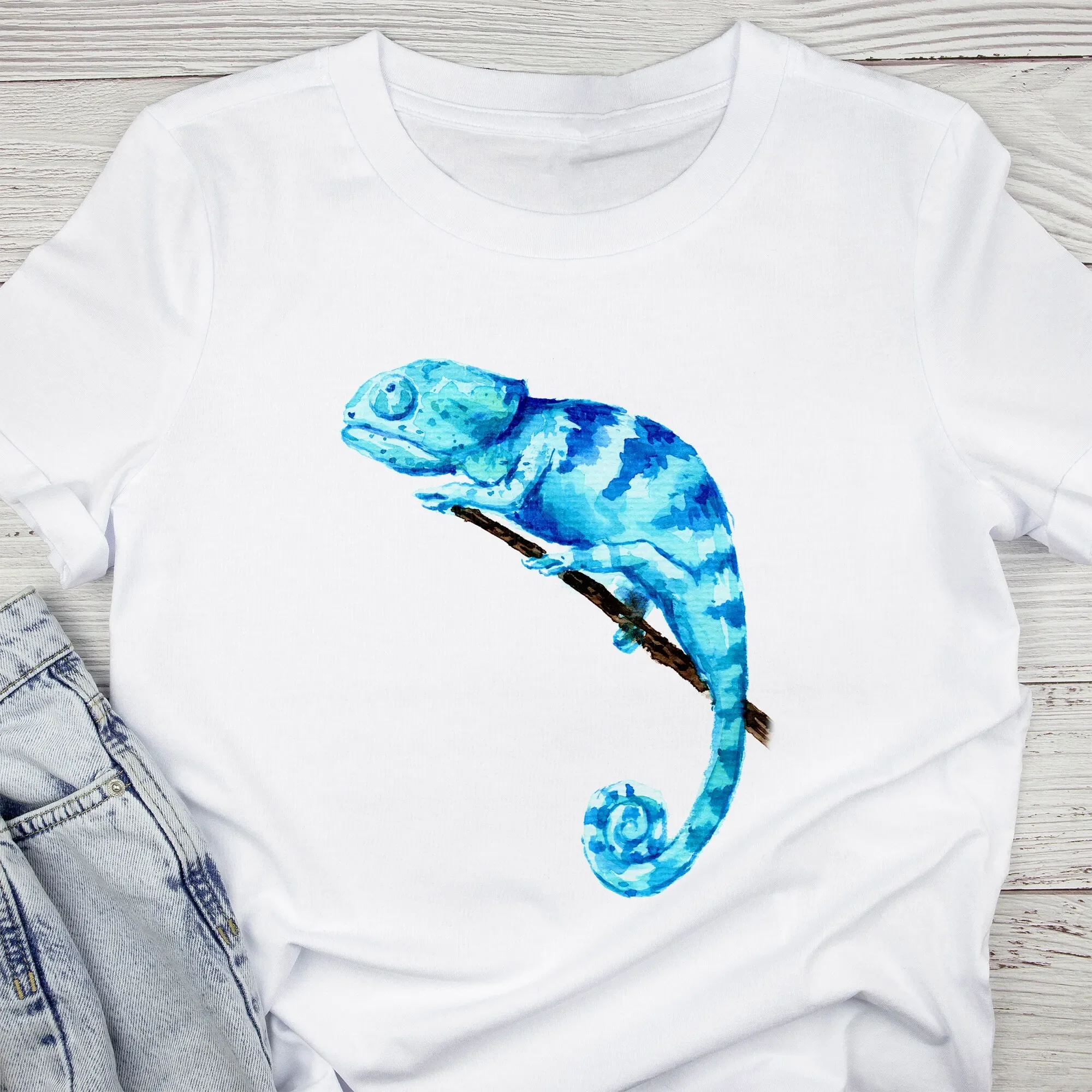 Chameleon T-shirt Tropical T-shirt Watercolor Art T-shirt