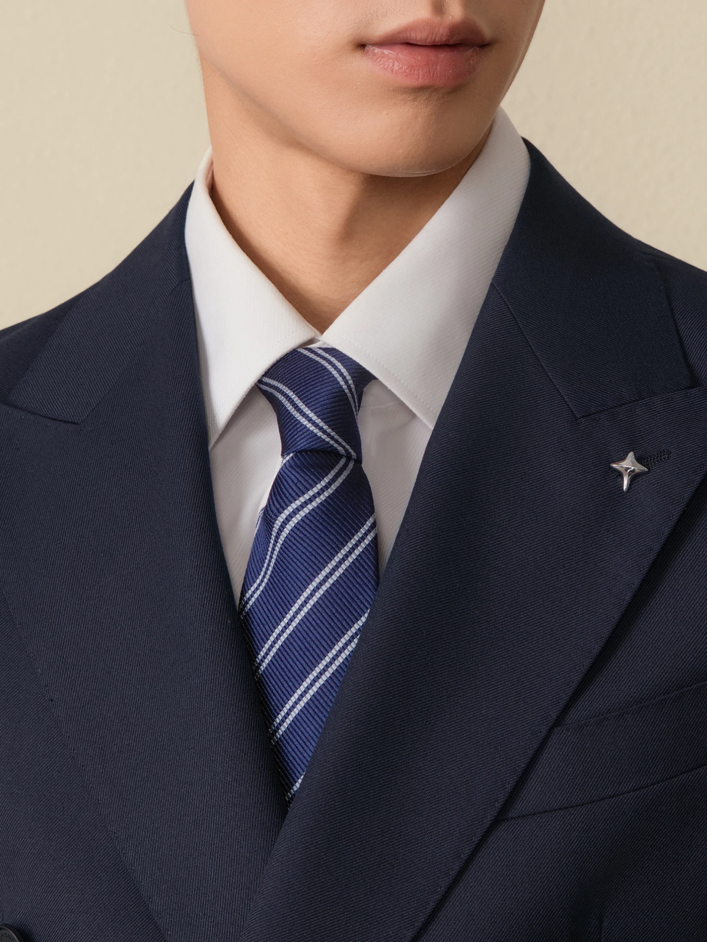 g·mons-メンズ-ファッショナブル-カジュアル-トレンディ-ネクタイ-ディープブルー-ストライプ-ビジネス-フォーマル-結婚式-オフィス-ワーク-ネクタイ