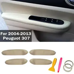 4Pcs/SET Microfiber Leather Car Door Armrest Panel Protective Cover For Peugeot 307 (2004-2013) car accessories interior