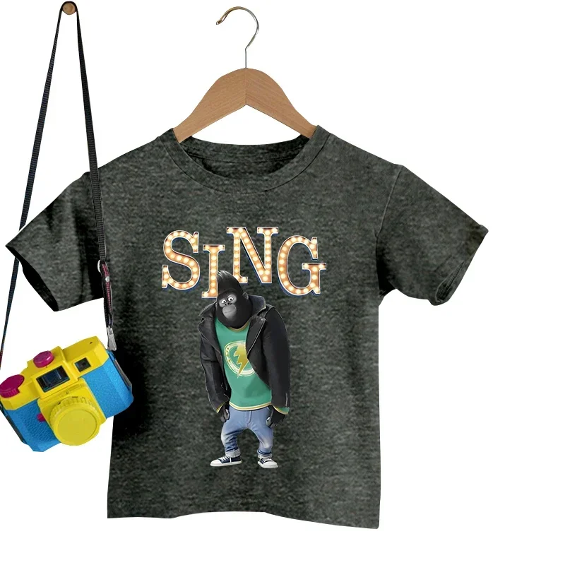 Johnny Gorilla Sing T-shirt Kids Sing Movies TShirts Summer Short Sleeve Top Hip Hop Streetwear Boys Girls Harajuku Fashion Tees