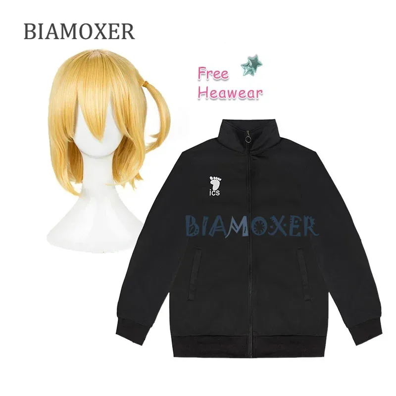 Hitoka Yachi Cosplay Jacket Anime Haikyuu Black Sportswear Uniform Costumes Coat Wig Free Hairpin OI6278