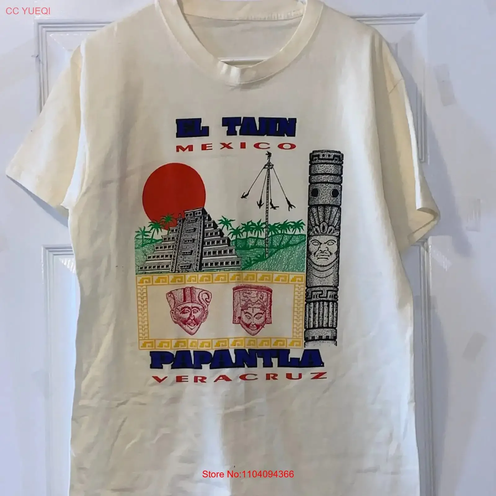 Camiseta Vintage EL TAJIN MEXICO PAPANTLA VERACRUZ para Hombre, Talla Grande, Lavada, Elegante, Elástica, Transpirable, Versátil, Estilo Urbano