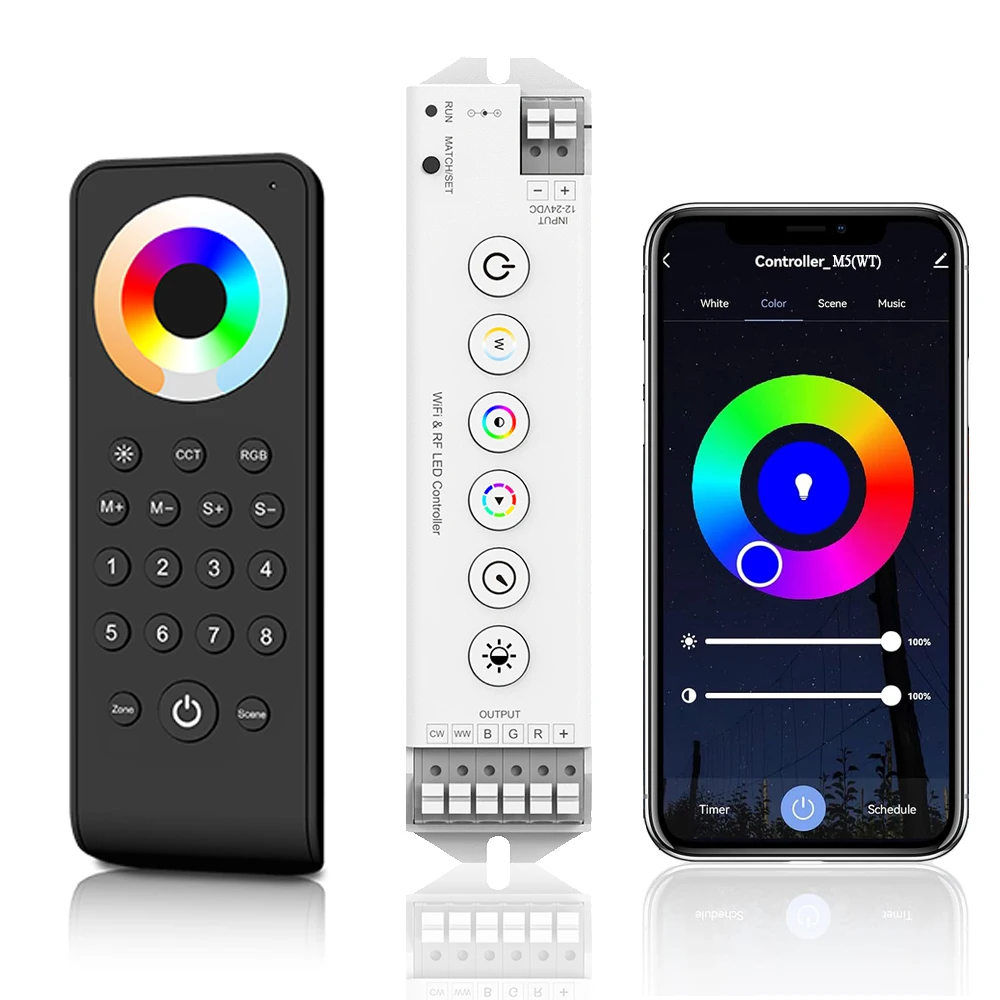 

TUYA WIFI 6 Button LED controller DC12V 24V 5CH Dimmer Voice Control Dimming 8 Zone Remote Control for RGB/RGBW/RGBCCT LED Strip