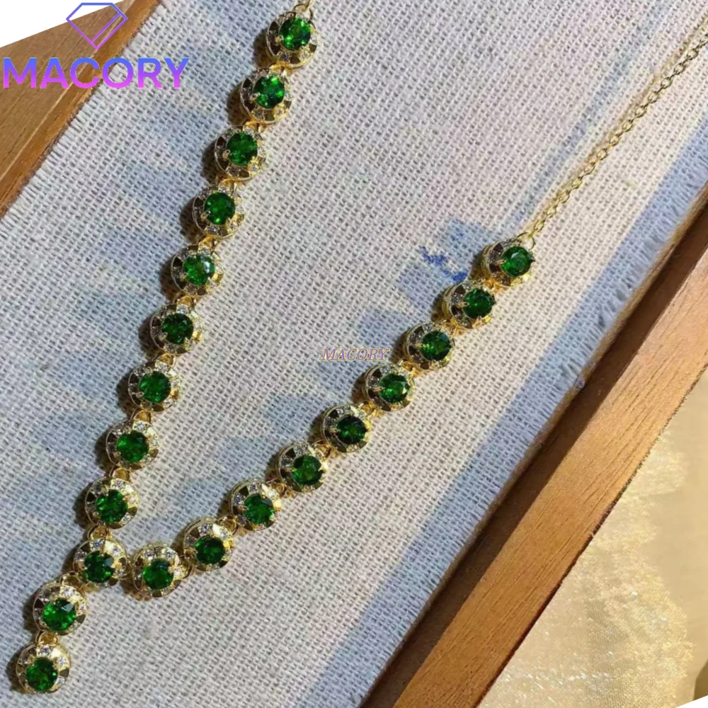 Natural Diopside Necklace S925 Sterling Silver Low-Key Luxury Elegant for Daily Wear Outings Parties Banquets Mother's Day Gift