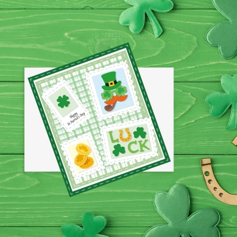 2pcs Saint Patrick\'s Day Postage Frame Cutting Dies for Card Making Metal Stamp Frame Die Cuts Cutting Dies Templates