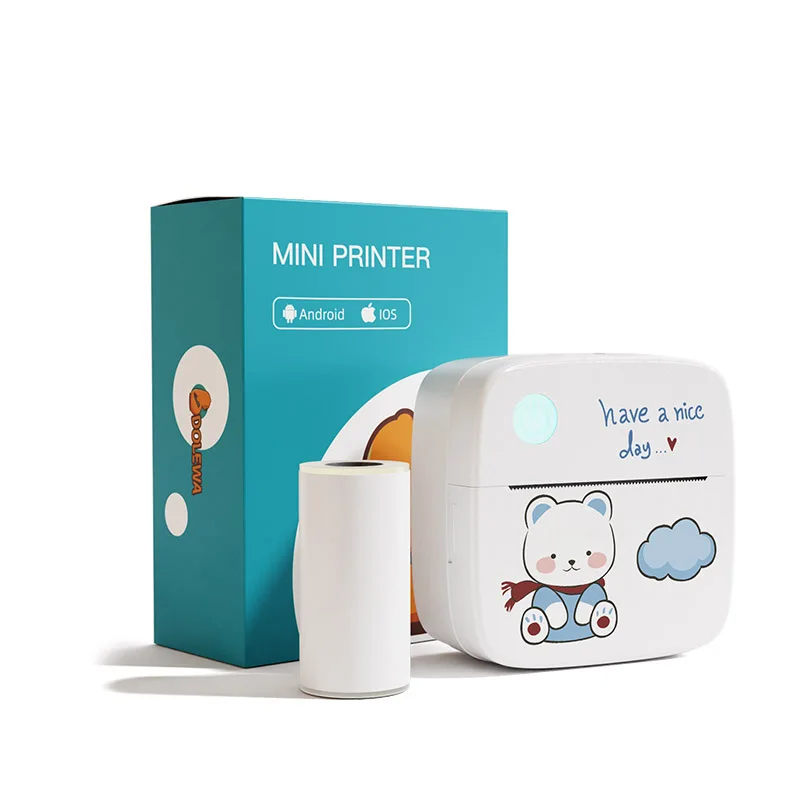 Portable Mini Printer Thermal Stickers Paper Inkless Bluetooth For dolewa Printer Imprimante Android IOS Portable Label Printer