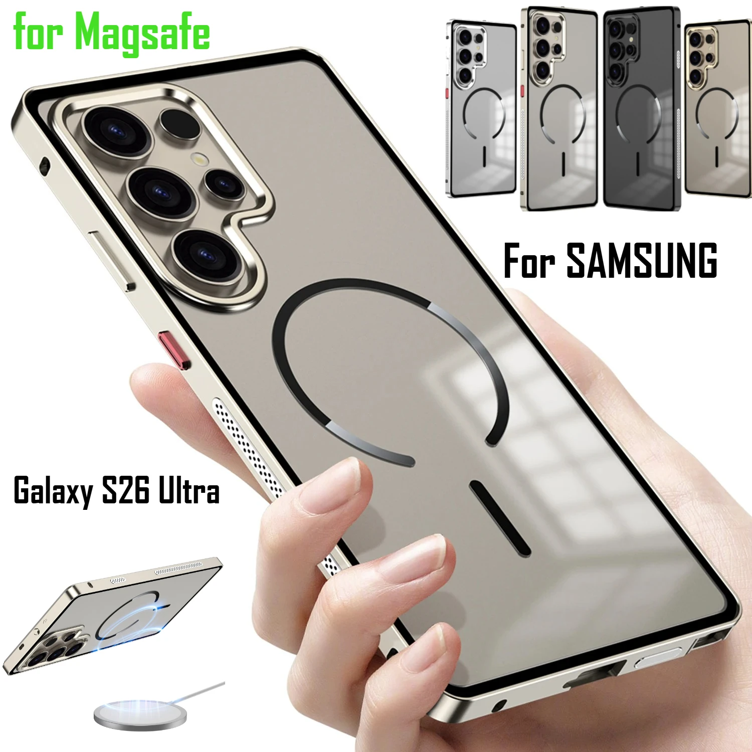 

2026 металлическая матовая задняя панель из ПК для чехла Magsafe для Samsung Galaxy S26 Pro Edge S25 S24 + ультра автомобильный магнитный жесткий чехол