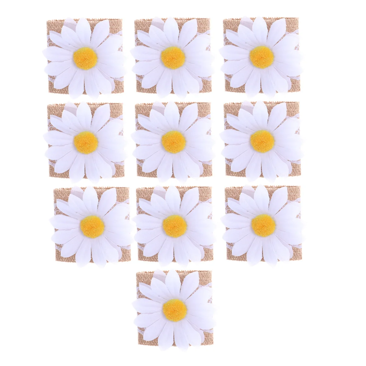 

10pcs Rings Sunflower Design Premium Linen Dinner Party Decoration Banquet Napkin Holder Daisy Napkin Ring Kitchen Bar Accessory