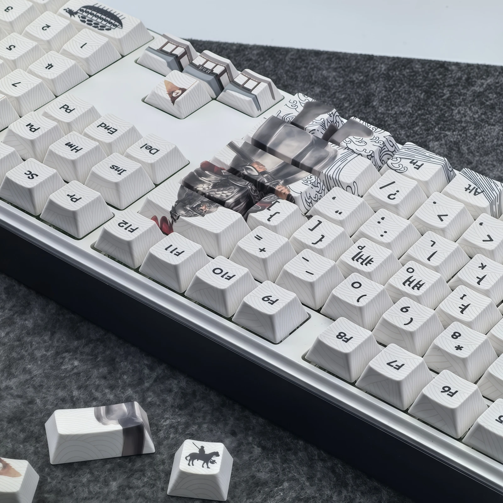 Teclas Retro coreanas Pbt con diseño de cereza, teclas colgantes, líder de guerra histórica, llave General de 129 teclas para teclado