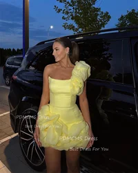 Modern One Shoulder Yellow Short Cocktail Dresses Mermaid Customized 15 Year Party Dress Mini Homecoming Prom Gowns for Women