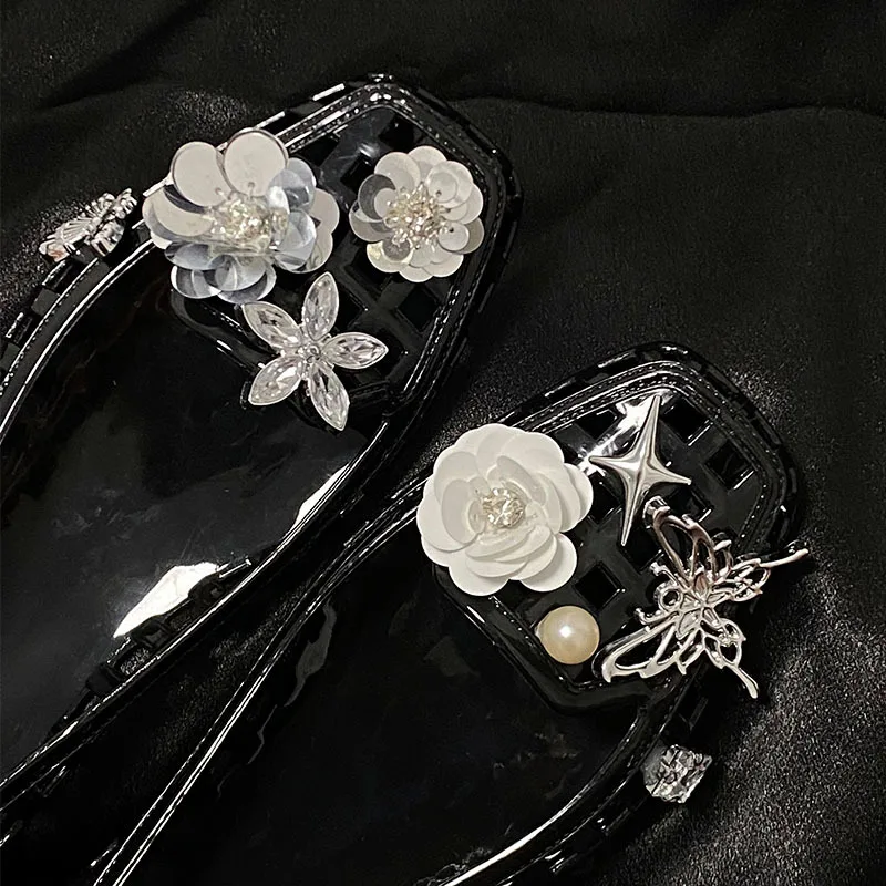 White Flower Star Butterfly Shoe Charms Pearl Crystal Clog Shoes Decorations DIY Accessories for Garden Sandals Women Girls