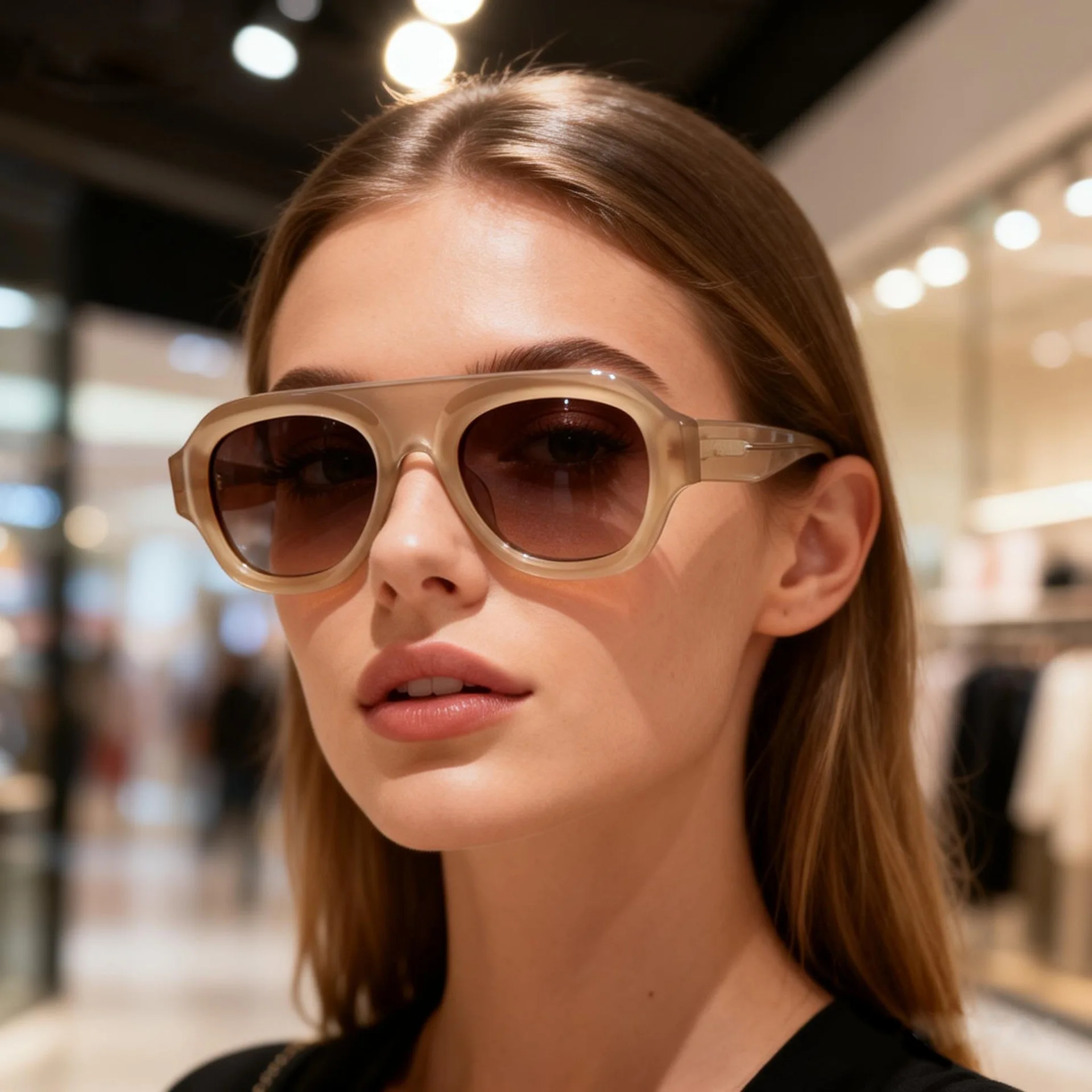 

Fashion Retro Single Beam Frog-Eye Glasses Trendy Individualistic Large Frame Acetate Sunglasses