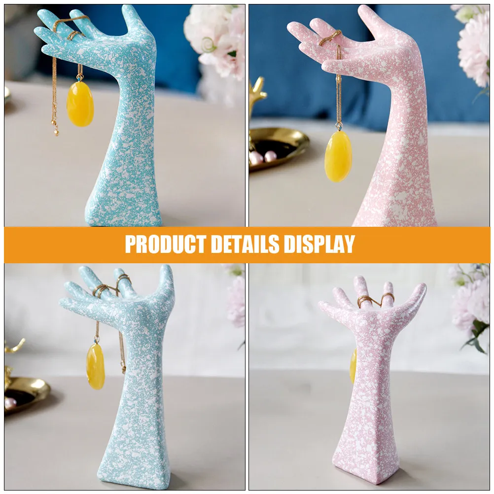 2Pcs Mannequin Hand Jewelry Display Holder Resin Hand Ring Organizer Bracelet Ring Holder Desktop Tabletop Decorative Jewelry