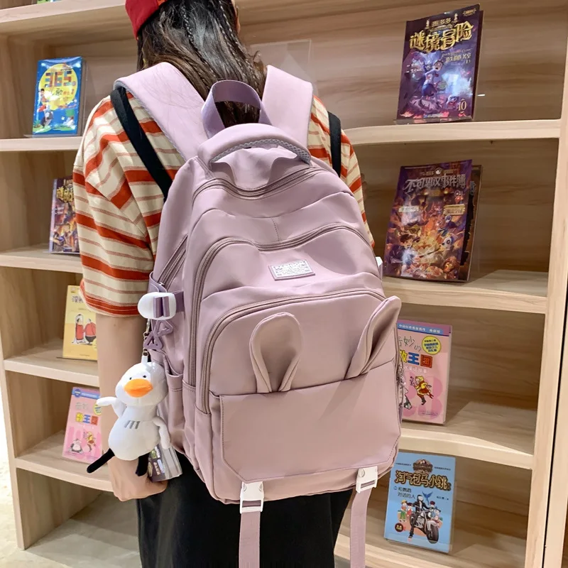 2023 New Women's Backpack Fashion High Quality Lightweight Girls' Backpack Small Fresh Solid Color Versatile Student Backpack