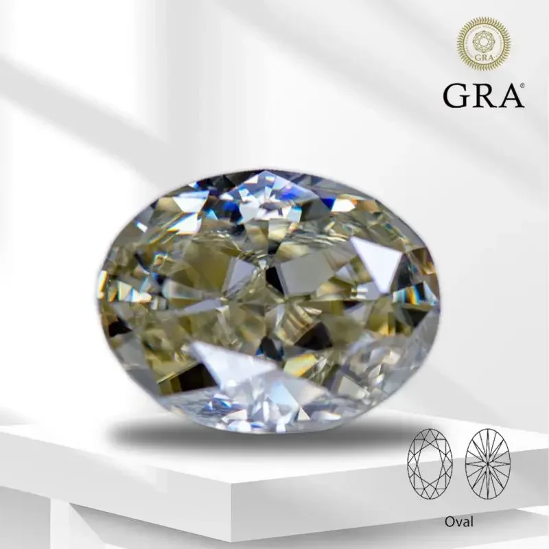 

Moissanite Oval Cut Primary Color Brilliant Yellow Lab Grown Stone for Diy Charms Jewelry Making Materials with GRA Certificate