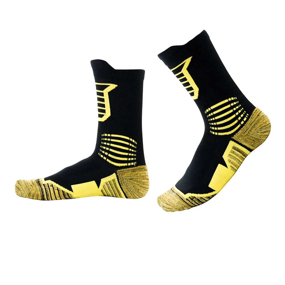

1Pair Breathable Toweling Sports Socks Sweat Absorption Fitness Socks Yellow Size Adults 38 41 Comfortable Durable