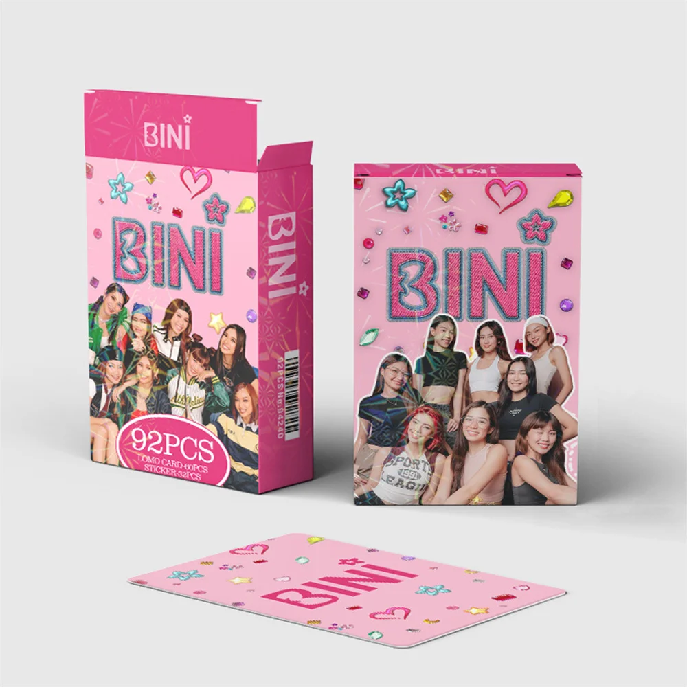 92pcs/Set Kpop BINI Photocard Sticker Boxed Card Korean Style LOMO Card High Quality Double Sides Printing Fans Collection