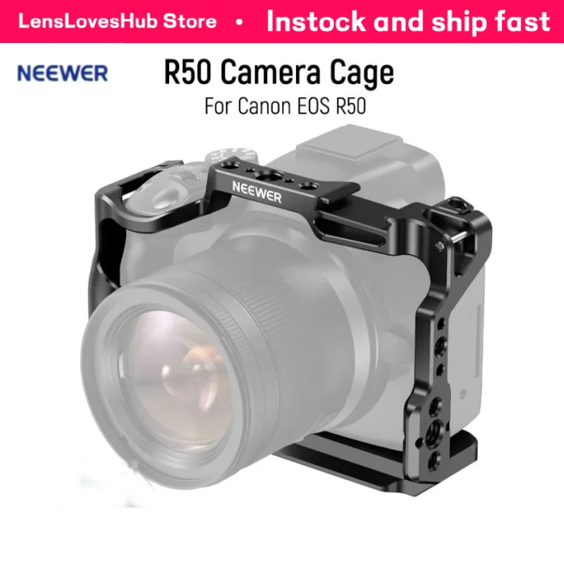 

NEEWER R50 Aluminum Cage Kit for Canon EOS R50 – Video Rig with NATO Rail, 1/4" Threads & 3/8" ARRI Locating Holes